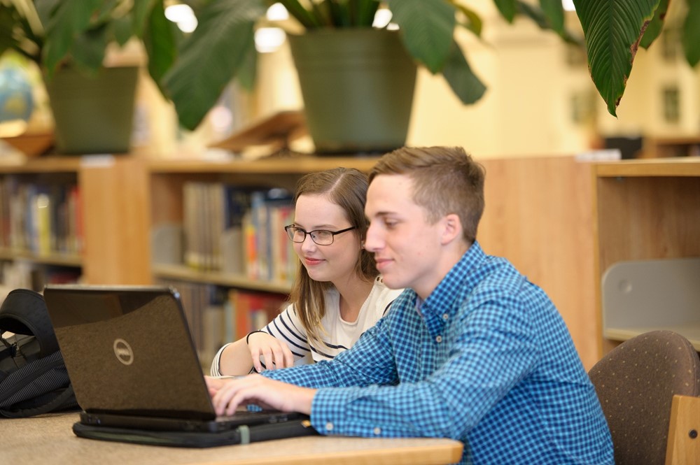 Students in the library