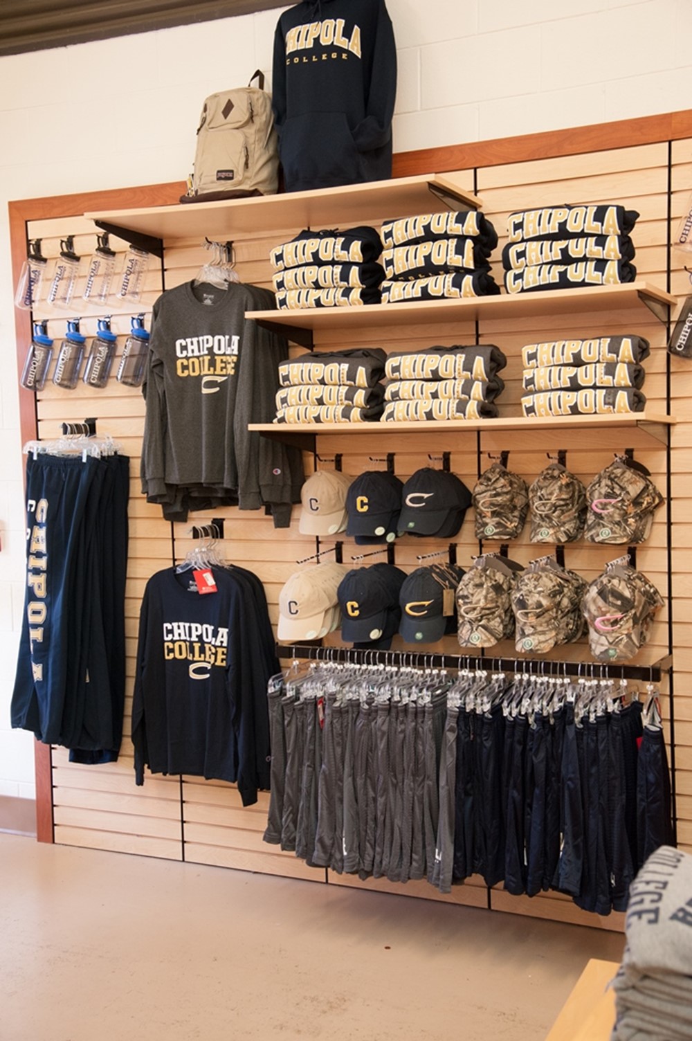 Showcase of bookstore apparel 